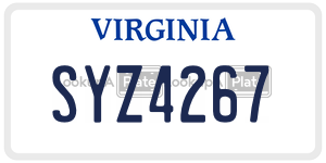 SYZ4267  license plate in VA