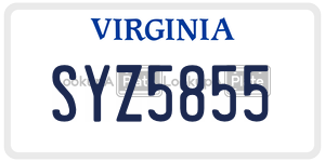 SYZ5855  license plate in VA