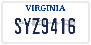 SYZ9416  license plate in VA