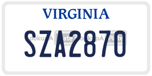 SZA2870  license plate in VA