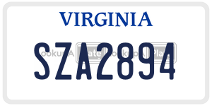 SZA2894  license plate in VA