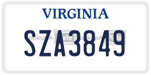 SZA3849  license plate in VA