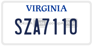 SZA7110  license plate in VA