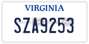 SZA9253  license plate in VA
