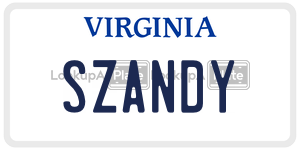 SZANDY  license plate in VA