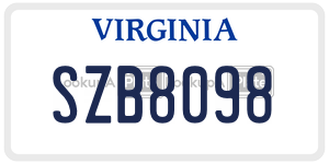 SZB8098  license plate in VA