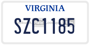 SZC1185  license plate in VA
