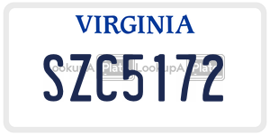 SZC5172  license plate in VA