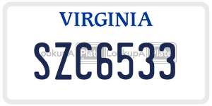 SZC6533  license plate in VA