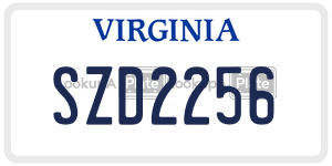 SZD2256  license plate in VA