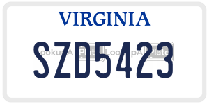 SZD5423  license plate in VA
