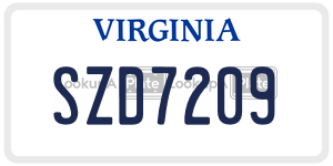SZD7209  license plate in VA