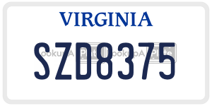 SZD8375  license plate in VA