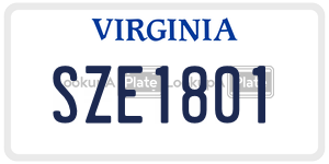 SZE1801  license plate in VA