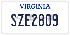 SZE2809  license plate in VA