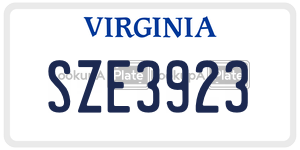 SZE3923  license plate in VA