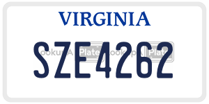 SZE4262  license plate in VA