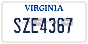 SZE4367  license plate in VA