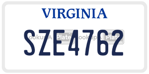 SZE4762  license plate in VA