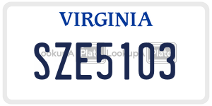 SZE5103  license plate in VA