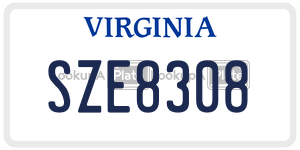 SZE8308  license plate in VA