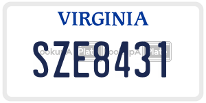 SZE8431  license plate in VA