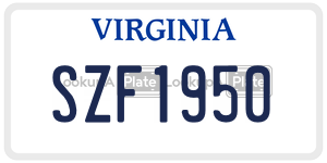 SZF1950  license plate in VA