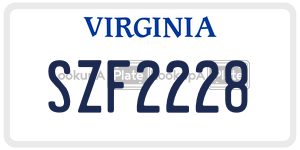 SZF2228  license plate in VA