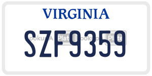 SZF9359  license plate in VA