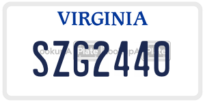 SZG2440  license plate in VA