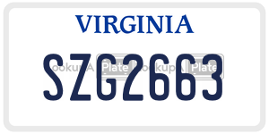 SZG2663  license plate in VA