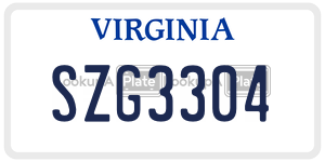 SZG3304  license plate in VA