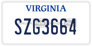 SZG3664  license plate in VA