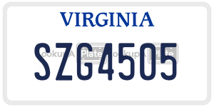 SZG4505  license plate in VA