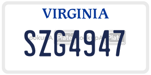 SZG4947  license plate in VA