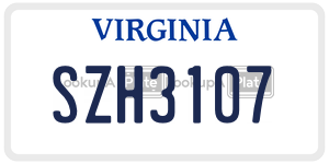 SZH3107  license plate in VA