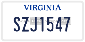 SZJ1547  license plate in VA