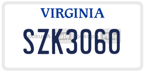 SZK3060  license plate in VA