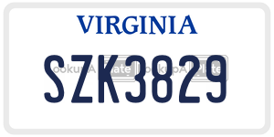 SZK3829  license plate in VA