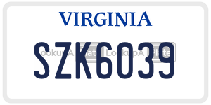 SZK6039  license plate in VA