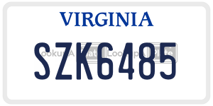 SZK6485  license plate in VA