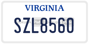 SZL8560  license plate in VA