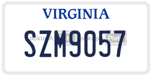 SZM9057  license plate in VA