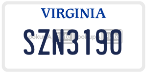 SZN3190  license plate in VA