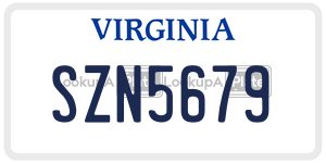 SZN5679  license plate in VA