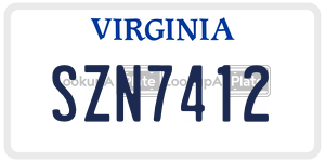SZN7412  license plate in VA