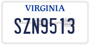 SZN9513  license plate in VA