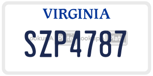 SZP4787  license plate in VA