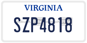 SZP4818  license plate in VA