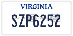 SZP6252  license plate in VA